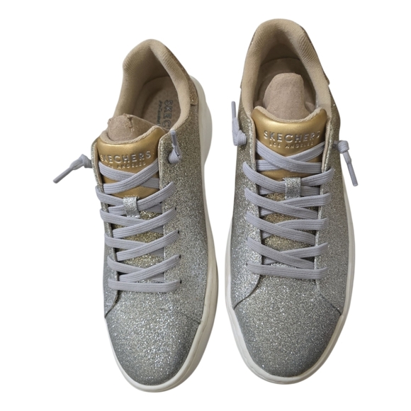 New Skechers x Jane Glitter Court Break Sneakers Enchanted Glitz 10 Gold Silver - Picture 5 of 11